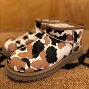 UGG Ultra Mini Cow Print Boots